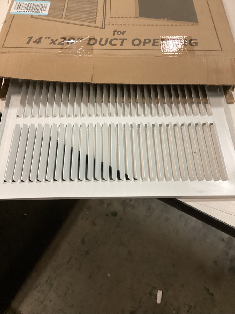 Condition photo showing Good Condition for Fits 20x14 Duct Opening | Steel Return Air Grille by Handua | Vent Cover Grill for Sidewall and Ceiling | White | HVAC Cold Air Intake Grille | Outer Dimensions: 21.75"W X 15.75" 1 20"W x 14"H [Duct Opening]