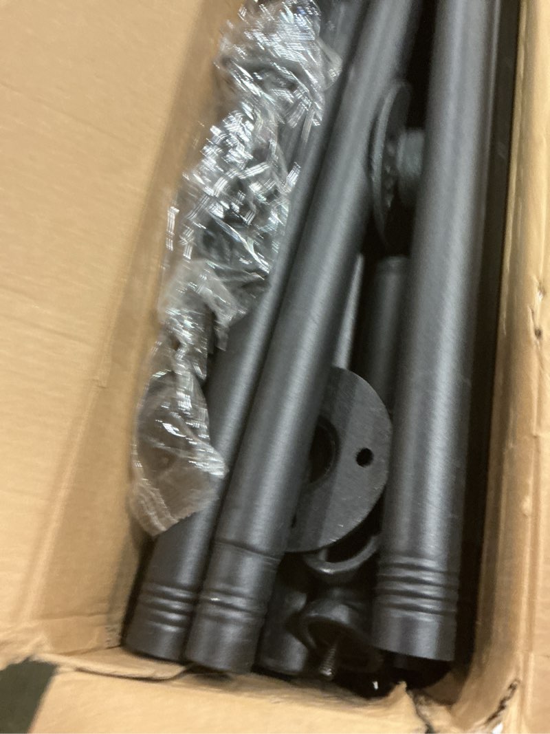 Condition photo showing Good Condition for Zeerobee Curtain Rods for Windows 120 to 240, 1 Inch Industrial Wrap Around Black Curtain Rod, Indoor/Outdoor Room Divider Adjustable Drapery Pole, 120"-240" 120" to 240" Black