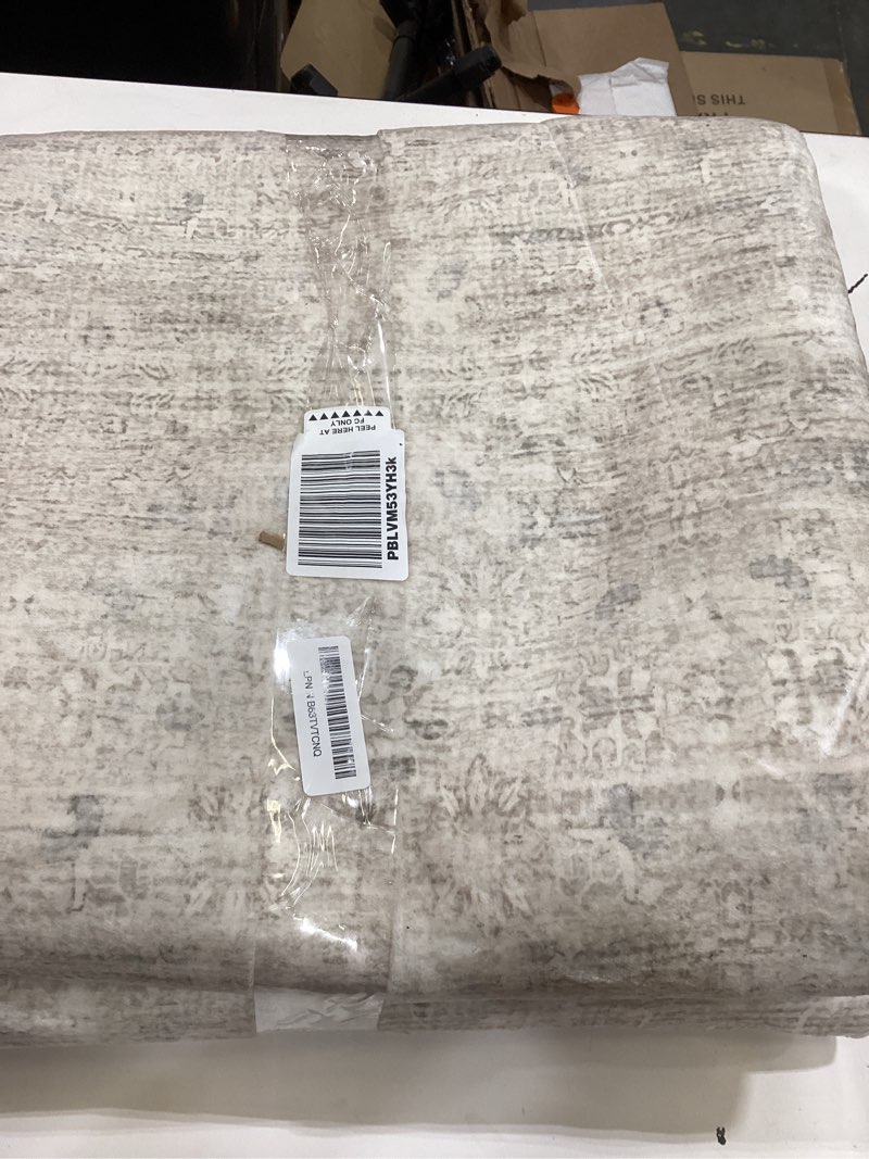 Condition photo showing As Is for dcx 6x9 beige rug, kid & pet friendly with rubber back non slip, machine washable stain resistant neutral floral rug for living room, bedroom, home office, soft low pile large nursery carpet 6' x 9' (rectangular) warm beige