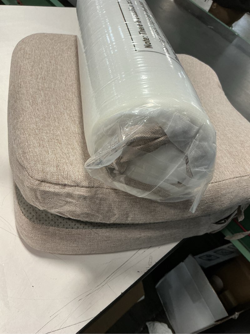 Condition photo showing Good Condition for AAAAAcessories D-Shaped Chair Cushions, 2\" Thick Dining Chair Pads with Ties and Removable, Machine-Washable Cover, 17\" x 16\", Set of 3 Oatmeal Beige Oatmeal Beige 3 Count(Pack of 1)