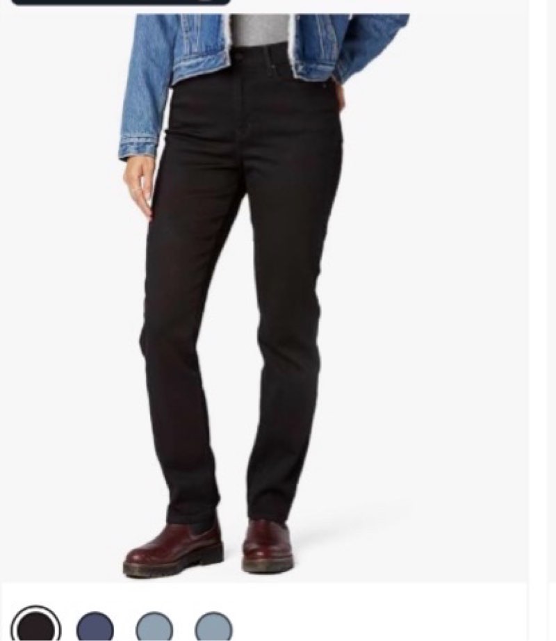 Levi Strauss Signature Women's High-Rise Straight Jeans Stretch Denim (Standard and Plus), Black Opa