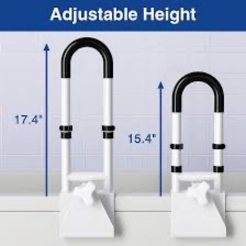 adjustable bathtub safety rail, bathtub handle grab bar | non-slip grip for seniors, elderly, fits 3.1 to 6.7 inch tub walls, supports 300 lbs