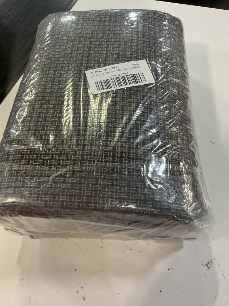 Condition photo showing New/Like New for hargiis kitchen rug, rubber non slip kitchen rugs washable, absorbent runner mat for floor, machine washable standing mats for in front of sink, door, laundry, entryway, hallway (brown, 71" × 35.5") brown 71" x 35.5"