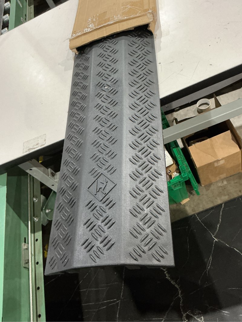 Condition photo showing As Is for vevor 1 pack drop over cable cover, 2 channel heavy duty cable hose protector ramp, 38.3'' floor cord cover, 17,500 lbs/axle load capacity, for traffic areas, indoor, outdoor, home, office, warehouse medium-1pack