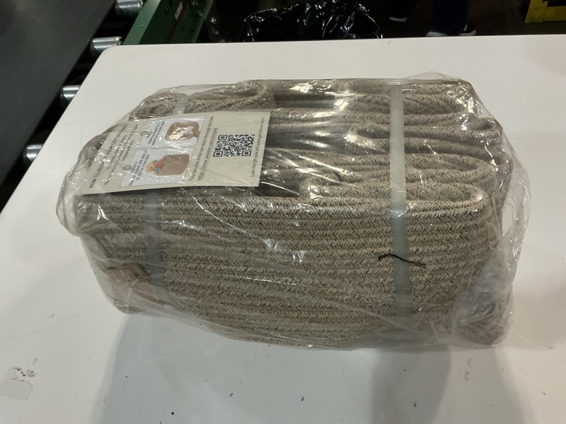 Condition photo showing New/Like New for large storage baskets for shelves, closet organizers bins for clothes blanket towels, baby nursery, toy baskets box, woven rope baskets, 17 x 13 x 7.5”, 3 packs mixed brown 3pcs-l17×w13×h7.5" natural