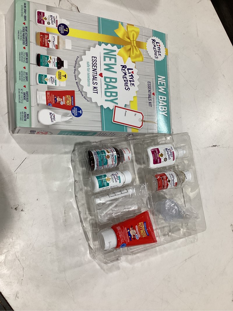 Condition photo showing Good Condition for little remedies new baby essentials kit with saline nasal spray, diaper rash cream, gas relief drops, gripe water & more, safe for newborns
