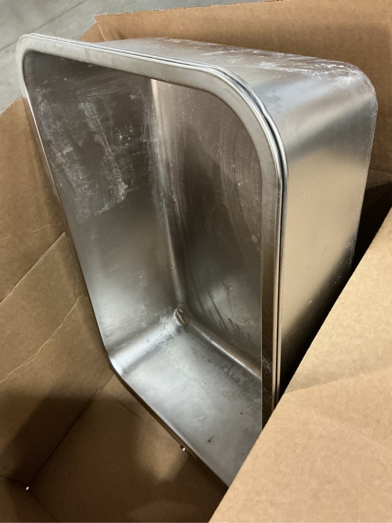 Condition photo showing As Is for (2 pcs)Stainless Steel Litter Box - Metal Cat Litter Box -4“ H Cat Litterbox Low Entry Pet Toilet Supplies for Kitty, Kitten, Rabbit, Puppy,No Stick Easy Clean-No Smell