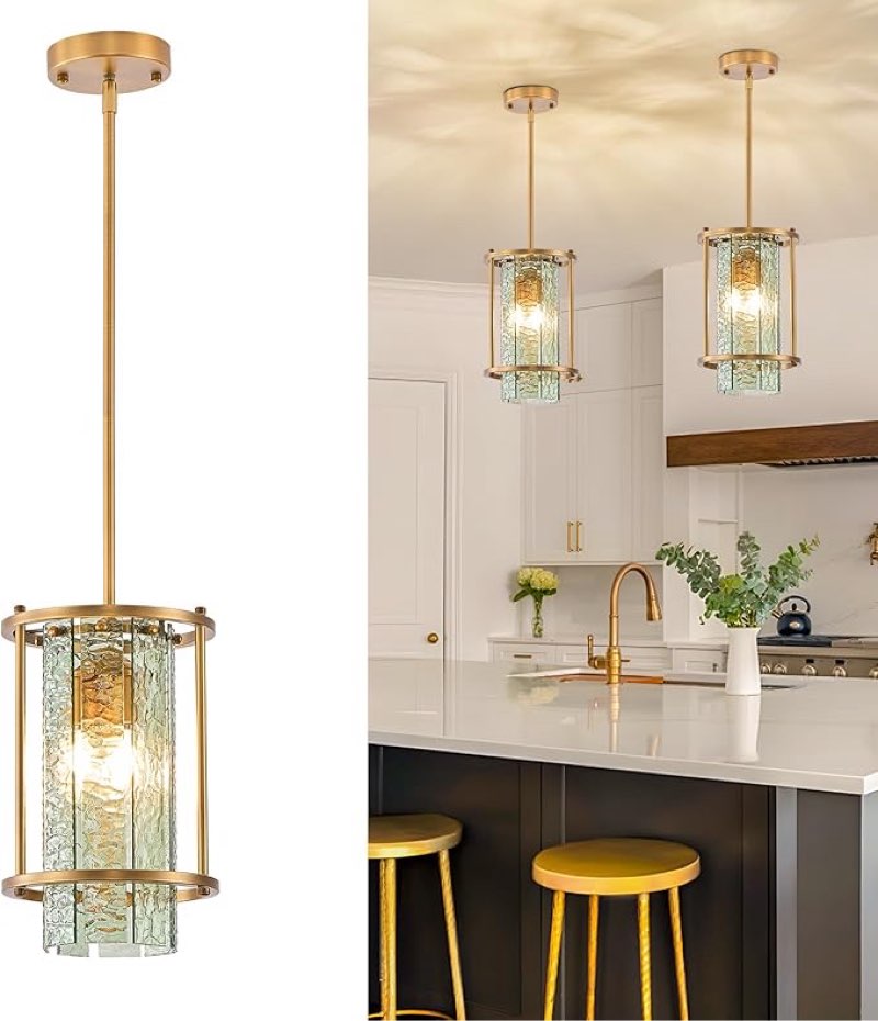 BIEOCUR 4-Light Modern Chandelier E12 Base 11.8in - Vintage Gold Ceiling Light Fixtures with Green G