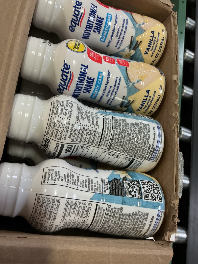 Condition photo showing New/Like New for ( bbd:nov/27/2026 )) equate diabetic care nutritional shakes  vanilla  8 fl oz  24 count compare to glucerna vanilla