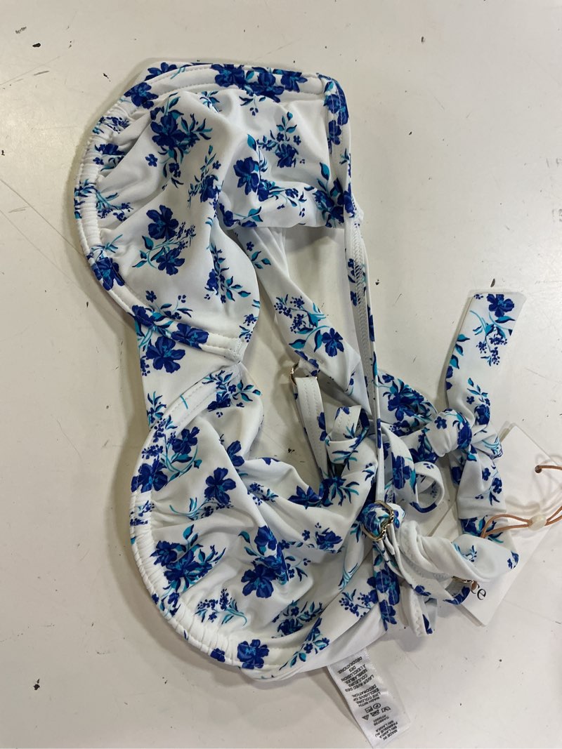 Condition photo showing Good Condition for italian demi bikini top, l, electric blue floral