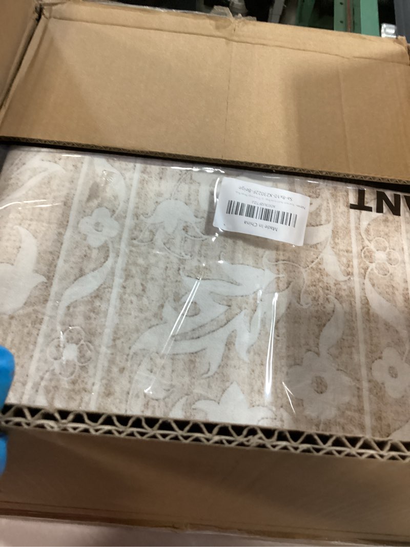 Condition photo showing Good Condition for 8x10 Area Rugs for Living Room, Stain Resistant Washable Rugs for Dining Room, Kitchen, Floral Vintage Non-Slip Thin Large Beige Rug Beige 8' x 10' (Rectangular)