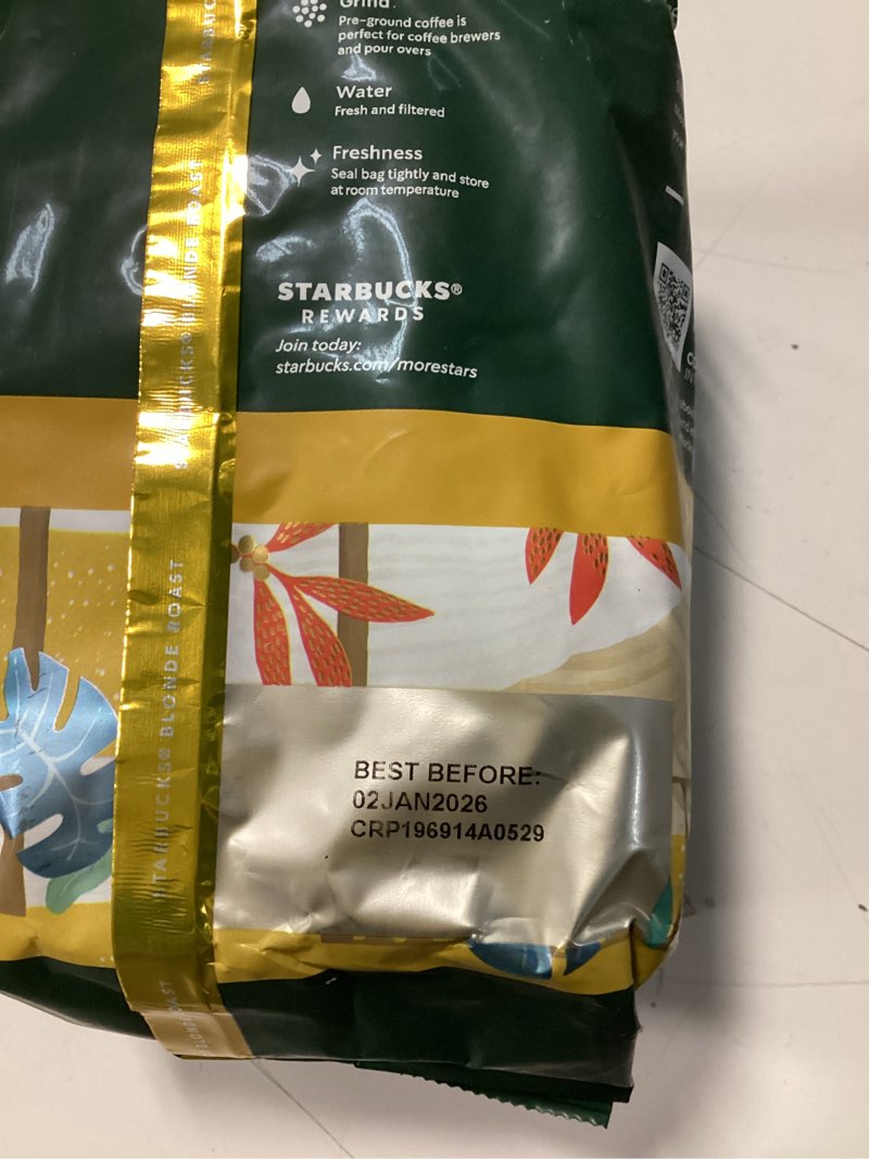 Condition photo showing New/Like New for Starbucks Ground Coffee, Starbucks Blonde Roast Hot or Iced Coffee, Veranda Blend, 28 oz Veranda Blend 1.75 Pound (Pack of 1)