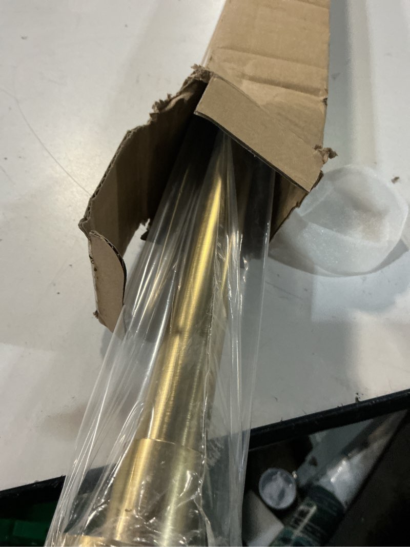 Condition photo showing Good Condition for shower curtain rod tension- no drill non-slip spring tension shower rod for window or bathroom, 54-90 inches metal steel, gold 54-90 inches gold