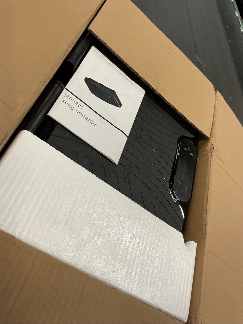 Condition photo showing As Is for Vibration Plate Exercise Machine, Vibrating Plate Platform for Lymphatic Drainage with 200 Adjustable Speeds, Power Vibration Plate for Weight Loss & Fitness, Supports Weight 450 Lbs Jet Black