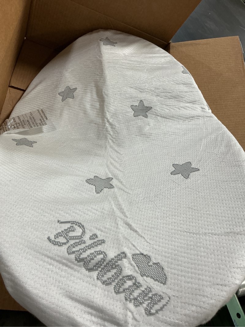 Condition photo showing As Is for bassinet mattress pad 18" x 30" x 0.8" compatible with halo bassinest swivel, flex, glide, premiere & luxe series sleeper, waterproof breathable soft baby foam with removable zippered cover