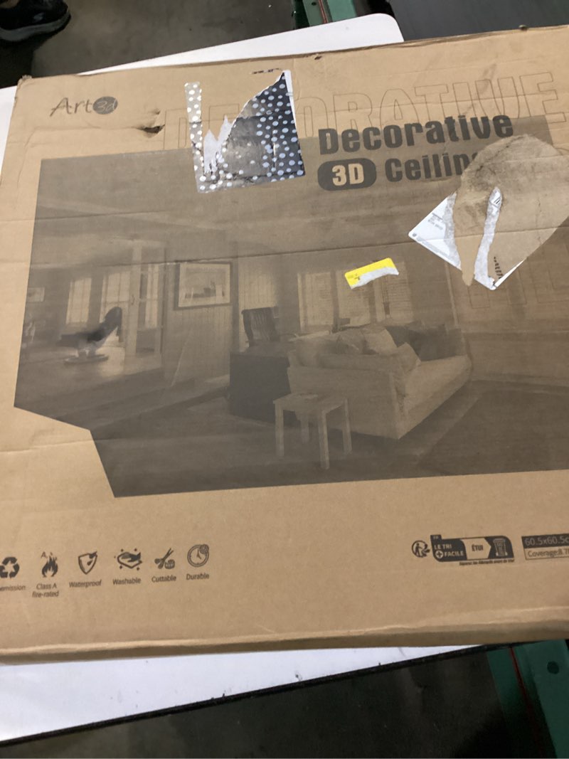 Condition photo showing New/Like New for art3d 24-pack square drop ceiling tile 2ft x 2ft in black, pvc ceiling panel 24 x 24in. - compatible with 15/16" drop ceil grid system 24pcs-24*24 black