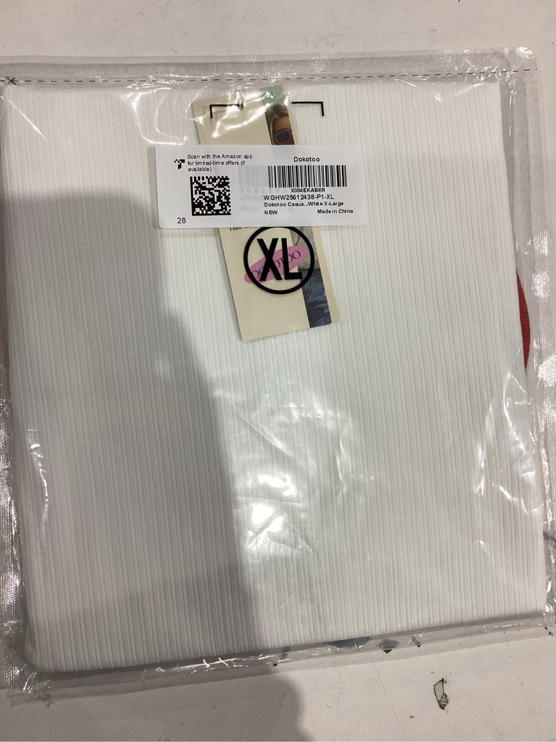 Condition photo showing New/Like New for Dokotoo Womens Tank Tops 2025 Crewneck Ribbed Colorblock Casual Summer Tops Basic Sleeveless Shirts X-Large White