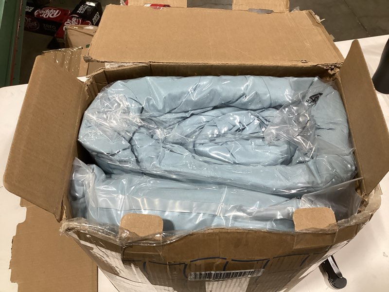 Condition photo showing Good Condition for Bedsure King Size Comforter Set Light Blue - Bed in a Bag Bedding Set 7 Pieces, GentleSoft™ Pintuck Bed Set Gift for Family, Pinch Pleat Light Blue Comforter with Sheets, Pillowcases & Shams King 11 - Light Blue