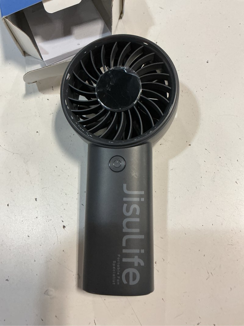 Condition photo showing Good Condition for jisulife handheld portable fan, stronger and longer-lasting: 5 speed, 5000mah battery, 12-blade turbo for powerful wider wind, led display, rechargeable personal fan for travel concerts makeup-black 5000mah black