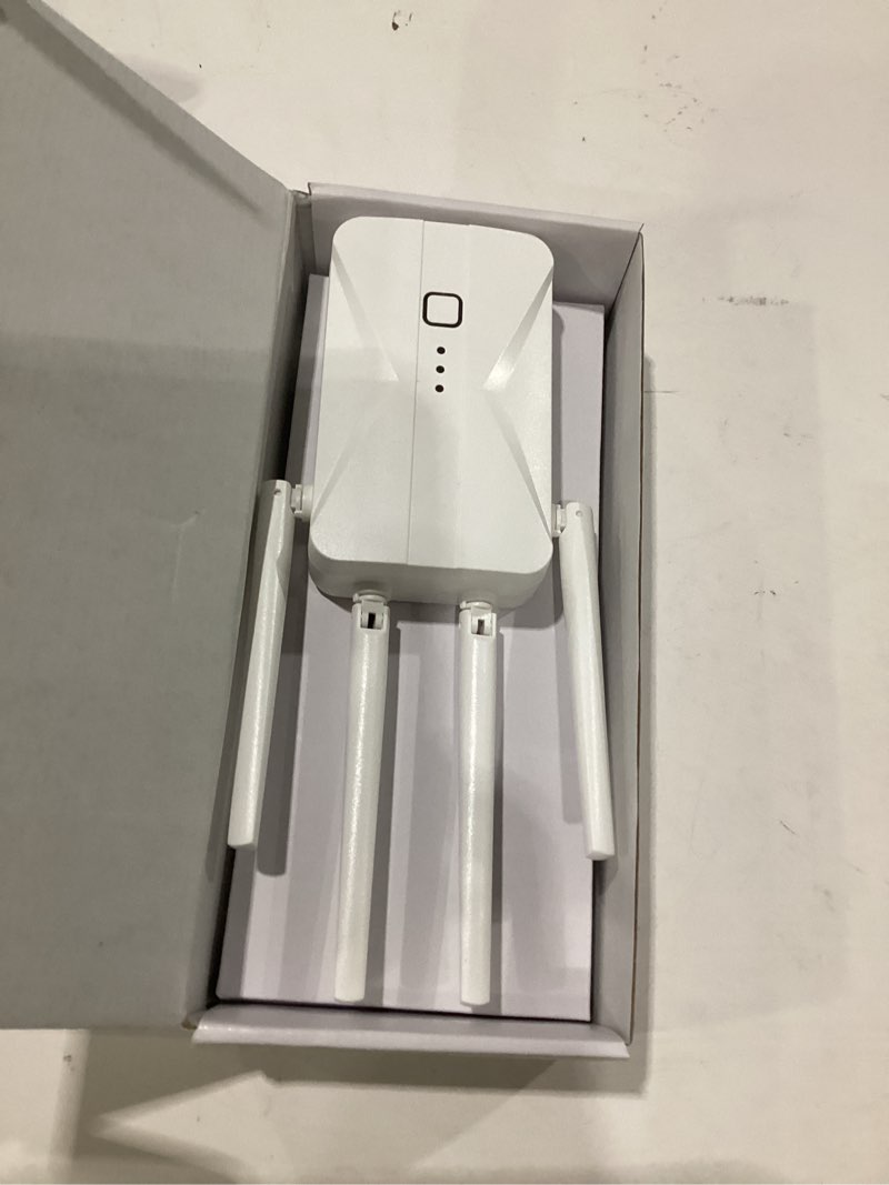 Condition photo showing As Is for wifi extender signal booster, 2026 wifi extender ac1200mbps dual band (5.8ghz/2.4ghz), wifi booster with ethernet port for home covers up to 10000 sq.ft, compatible with more devices | 5.8ghz/2.4ghz, ethernet port, covers up to 10000 sq.ft, compatible with more devices