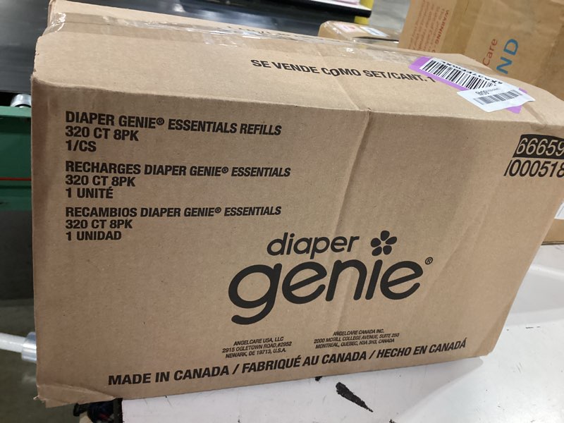 Condition photo showing As Is for diaper genie essentials round refill 8-pack | holds up to 2560 newborn diapers | features unscented continuous film | compatible with diaper genie complete and expressions pails,8 count (pack of 1) unscented 320 count (pack of 8)