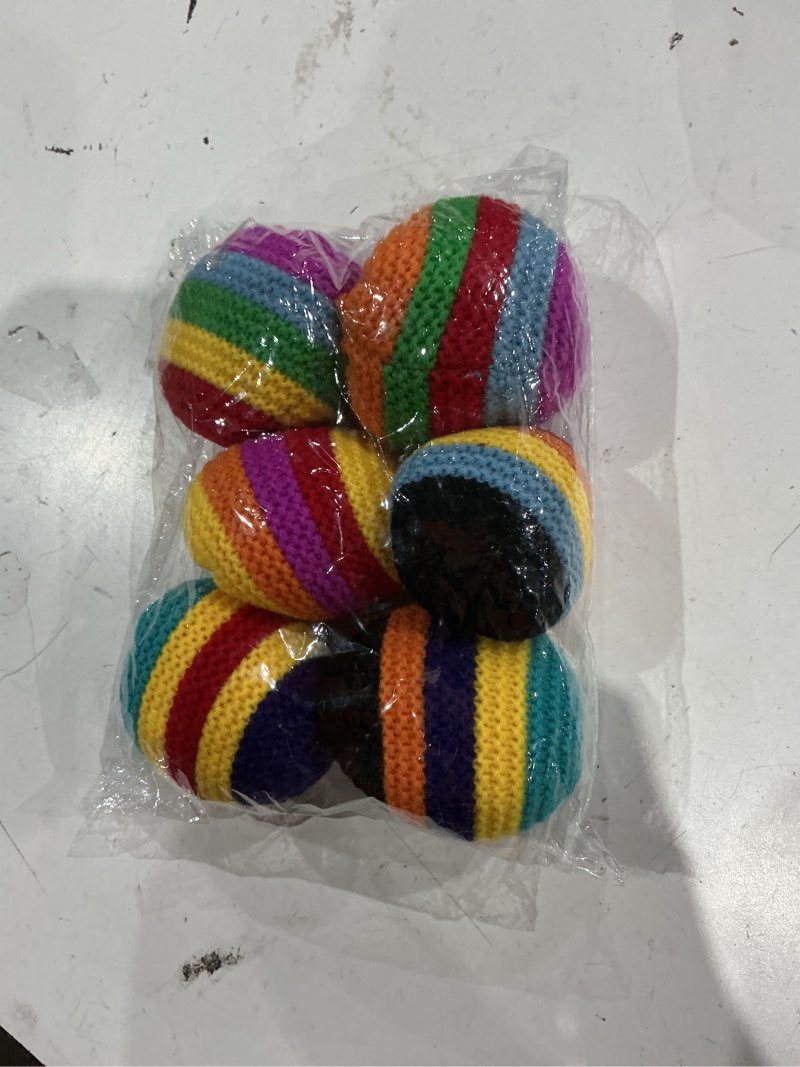 Condition photo showing Good Condition for wesgen 6pcs knitted footbags set, football, soccer, basketball, baseball design, soft kick sacks for juggling practice, indoor/outdoor games & party favors