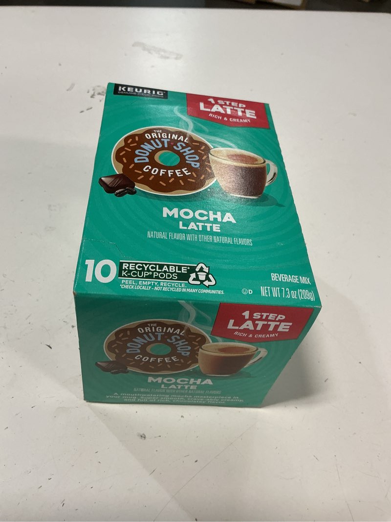 Condition photo showing New/Like New for (BEST BY 28 FEB 2026)The Original Donut Shop Mocha One-Step Latte, Single Serve Coffee K-Cup Pod, Flavored Coffee, Count (1 Packs of 10) Mocha Latte 10 Count (Pack of 1)