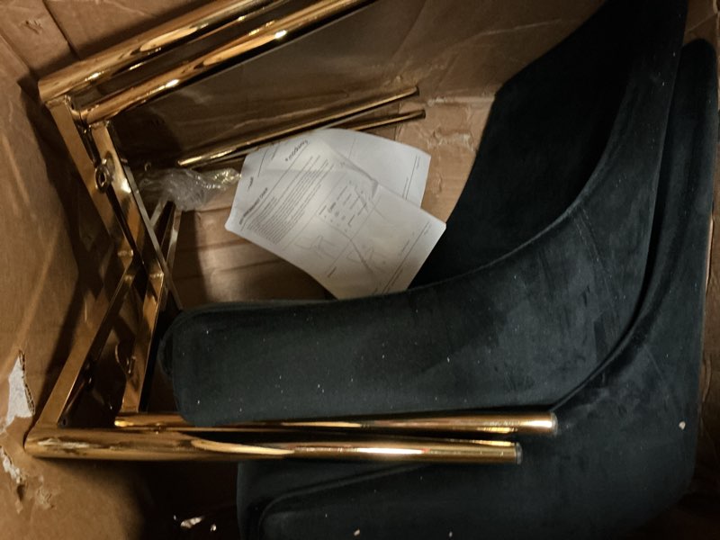 Condition photo showing As Is for Modway Viscount Performance Velvet Dining Chairs - Set of 2, Gold Black Set of 2 Dining Chairs Black