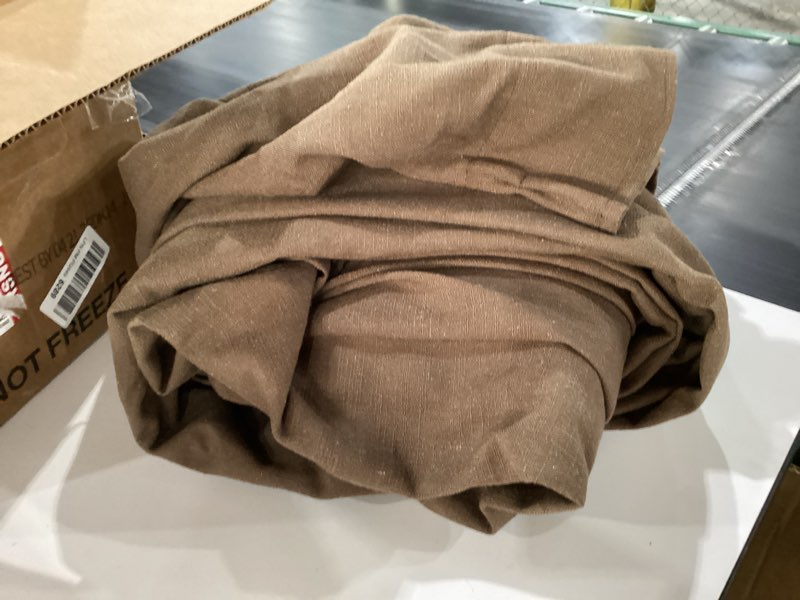 Condition photo showing New/Like New for Extra Long Brown Linen Curtains 120 Inches Long Dutch Cocoa Boho Country Farmhouse Curtain Light Fil