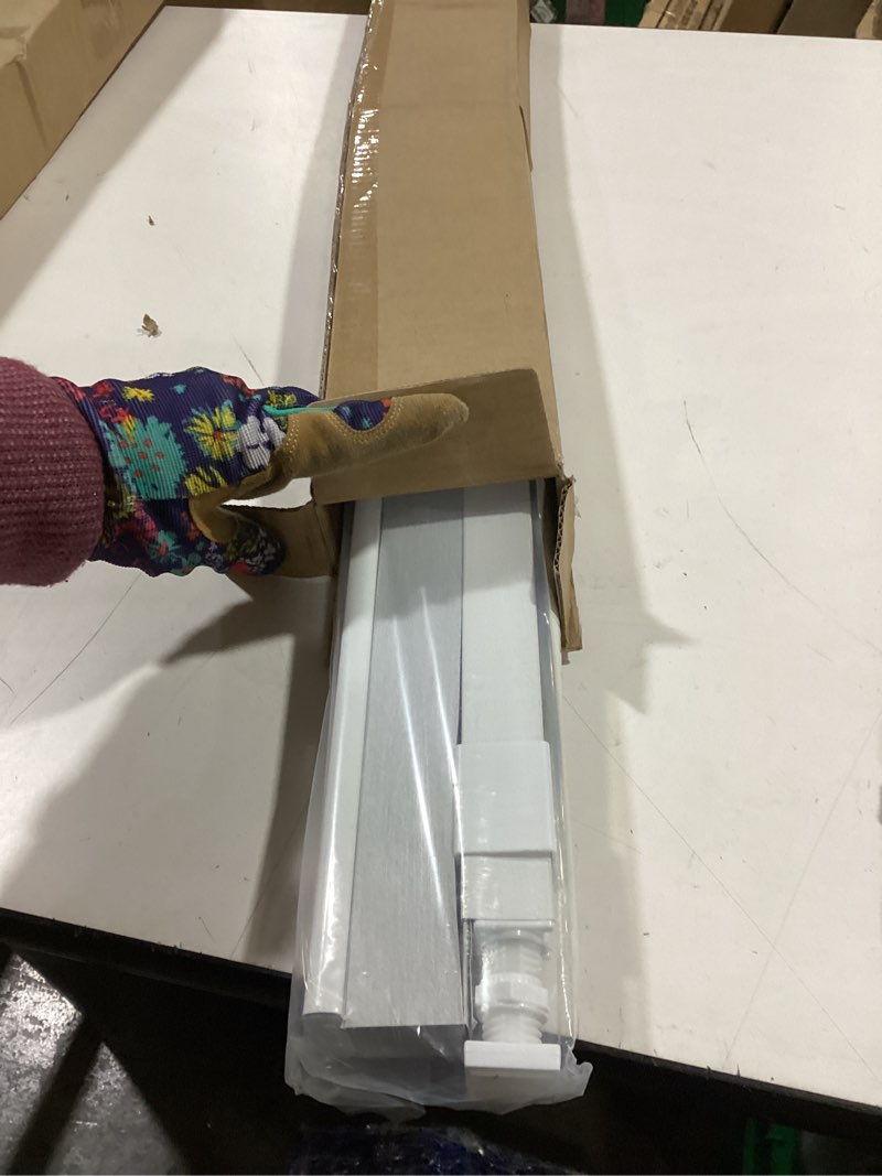 Condition photo showing As Is for LazBlinds Cordless Cellular Shades, No Tools No Drill Blackout Honeycomb Shades Pleated Blinds for Windows, 35'' W x 48'' H, Silver White Blackout-silver White 35'' W x 48'' H