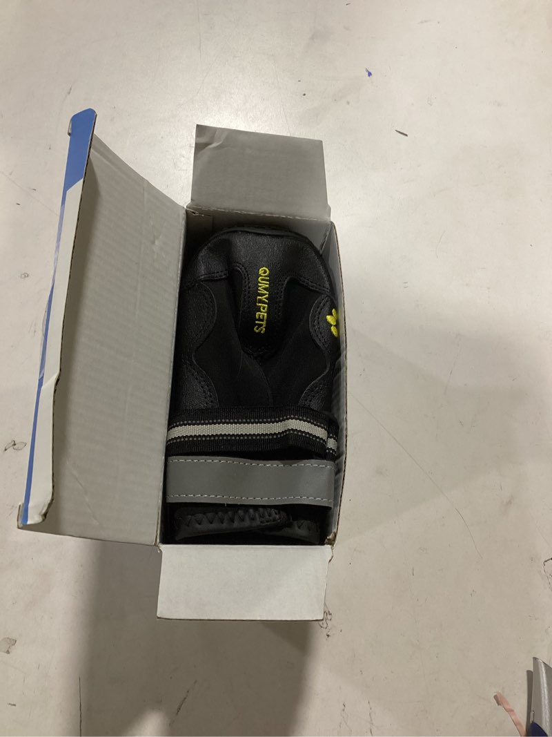 Condition photo showing Good Condition for QUMY Dog Shoes for Large Dogs, Medium Dog Boots & Paw Protectors for Winter Snowy Day, Summer Hot Pavement, Water-Resistant in Rainy Weather, Outdoor Walking, Indoor Hardfloors Skid-Resistant Sole Black Size 8: 3.0''x3.3"(W*L) (Pack of 4)