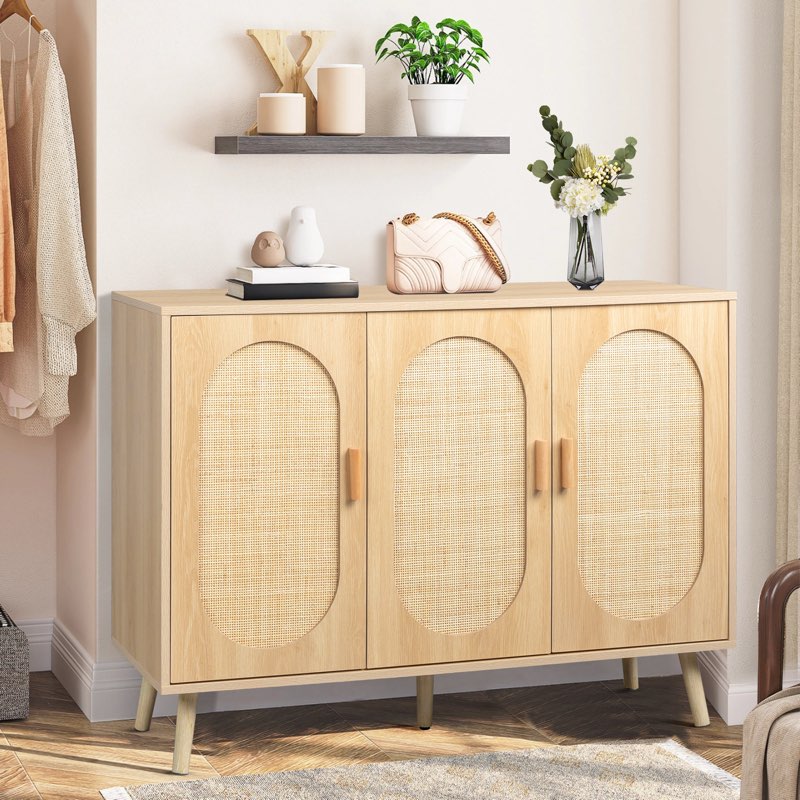 Modern Rattan 24 Pair Shoe Storage Cabinet