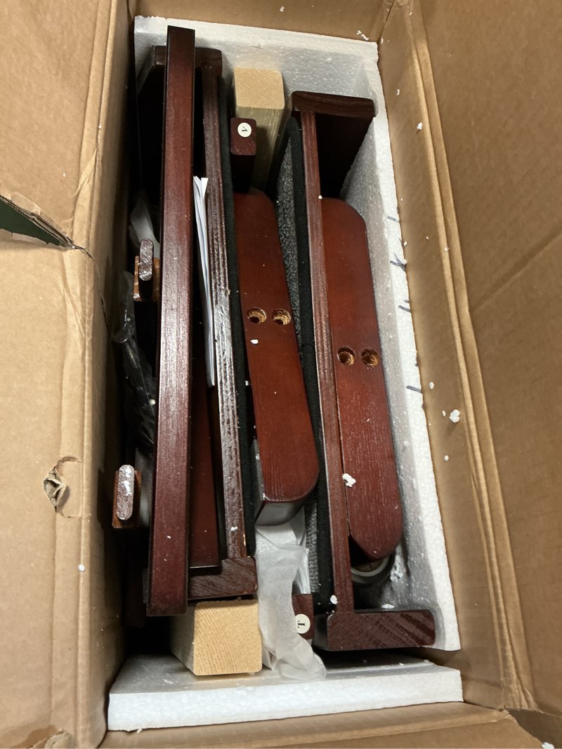 Condition photo showing Good Condition for Dog Ramp for Bed or Couch, Wooden Pet Ramp with 20° Gentle Slope, Removable Side Rails, Non-Slip Surface, Top Platform & Wheels, Safe Bed Ramp for Small, Medium & Senior Dogs, 74" Long, Mahogany Mahogany L-73.2"L x 33.1"H x 16"W