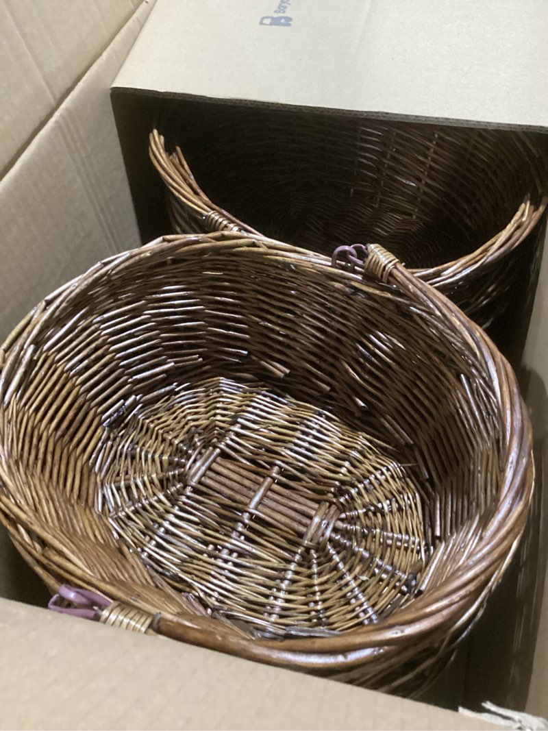 Condition photo showing Good Condition for barydat small wicker basket with handle flower girl baskets oval willow woven braided gift basket for weddings picnic baby shower home garden decor(6 pcs,brown,9" x 7" x 4") 6 brown 9" x 7" x 4"