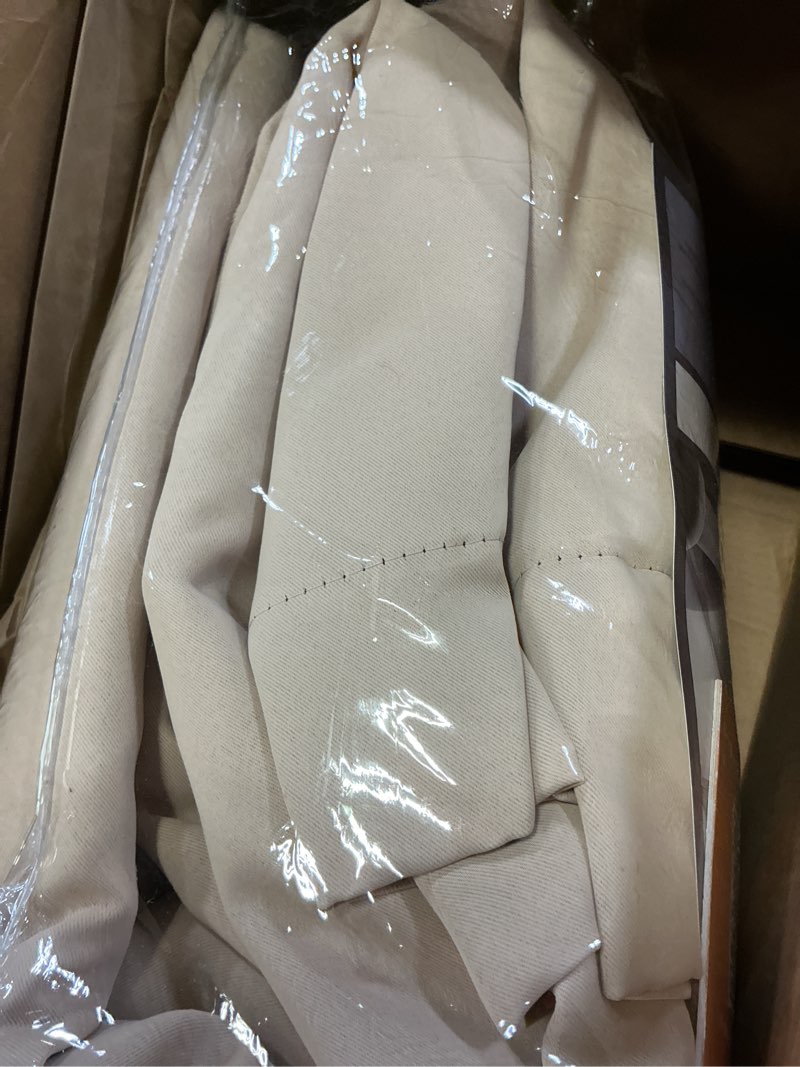 Condition photo showing Good Condition for RYB HOME 3-in-1 Soundproof - Blackout - Thermal Insulation Living Room Divider Curtains, Large Bay Window Curtains for Bedroom Theatre Office Backdrop, Biscotti Beige, W 52 x L 102 inches, 2 Panels 52"W x 102"L (Pack of 2) Biscotti Beige