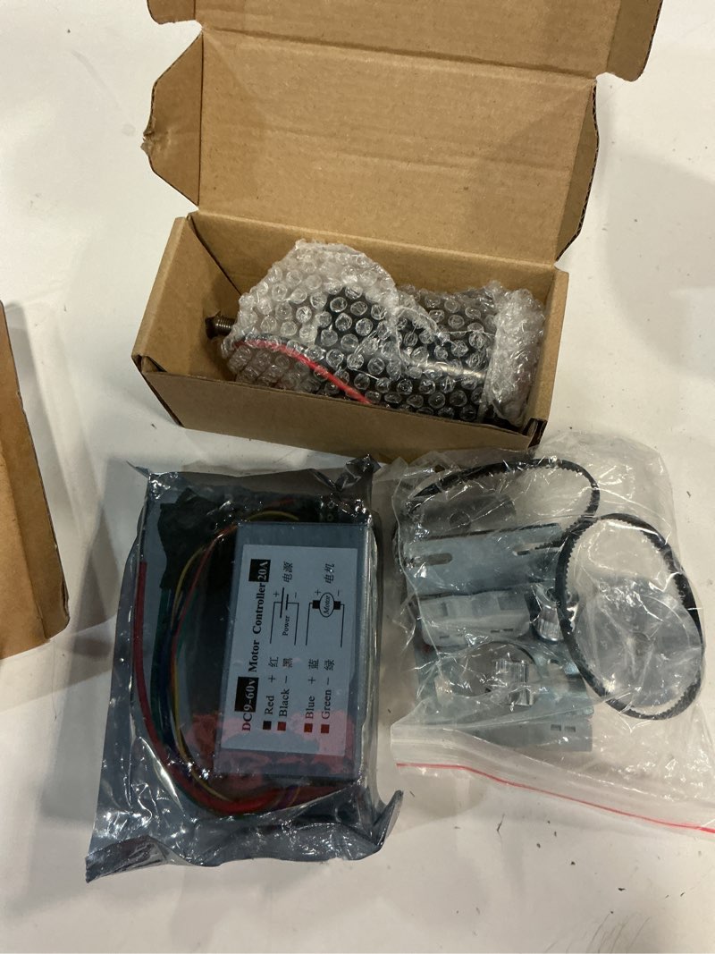 Condition photo showing Good Condition for 12v-24v dc geared motor kit (3500-7000 rpm high speed), permanent magnet motor with speed controller, gt2 synchronous pulleys and timing belt set for diy projects(without screw thread)