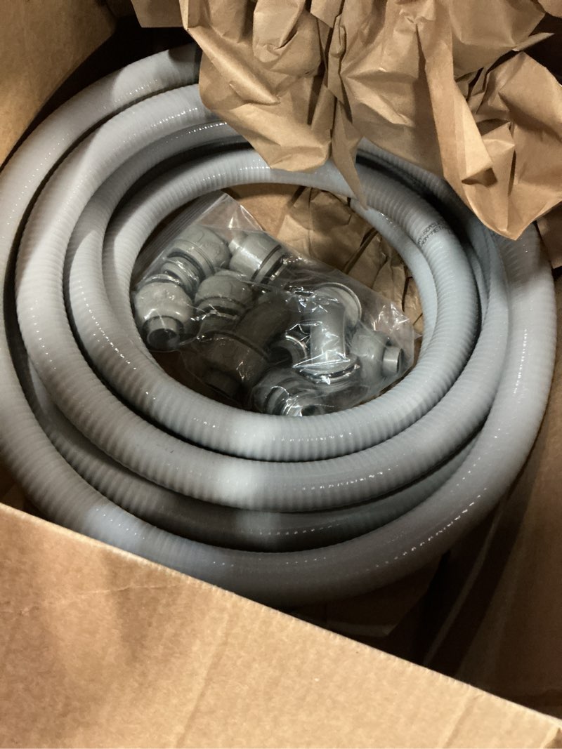 Condition photo showing Good Condition for 1 inch 25ft Liquid-Tight Conduit and Connector Kit,Flexible Non-Metallic Liquid Tight Electrical Conduit Kit with 5 Straight and 3 90-Degree Connector Fittings,1in. Dia 1inch 25ft