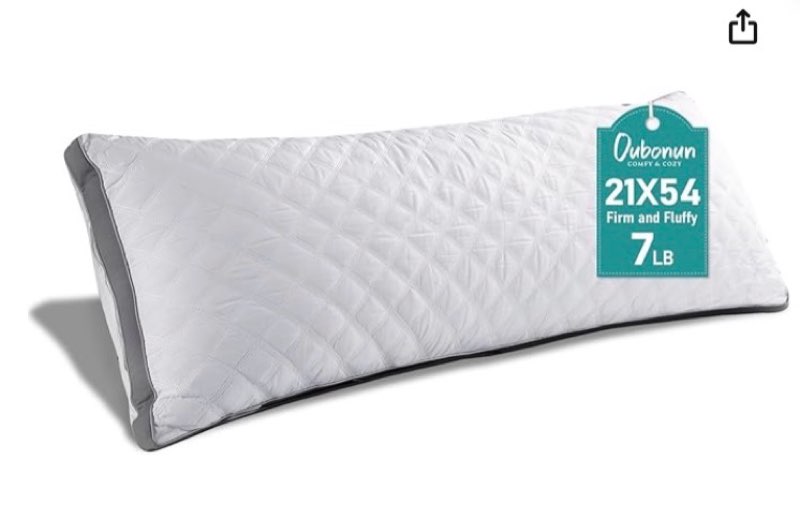  Oubonun Premium Adjustable Loft Quilted Body Pillows - Firm and Fluffy - Quality Plush - Down Alternative - Head Support Pillow - 21"x54"