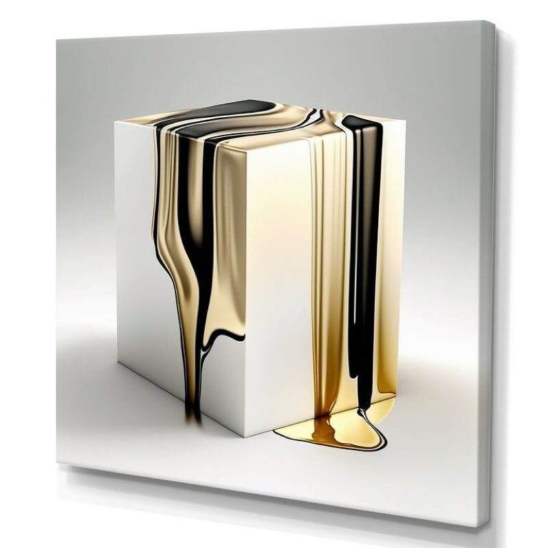Black and Gold Cubic Expression I - Graphic Art on Canvas Size: 24" H x 24" W x 1" D, Format: Black Floater Framed Canvas