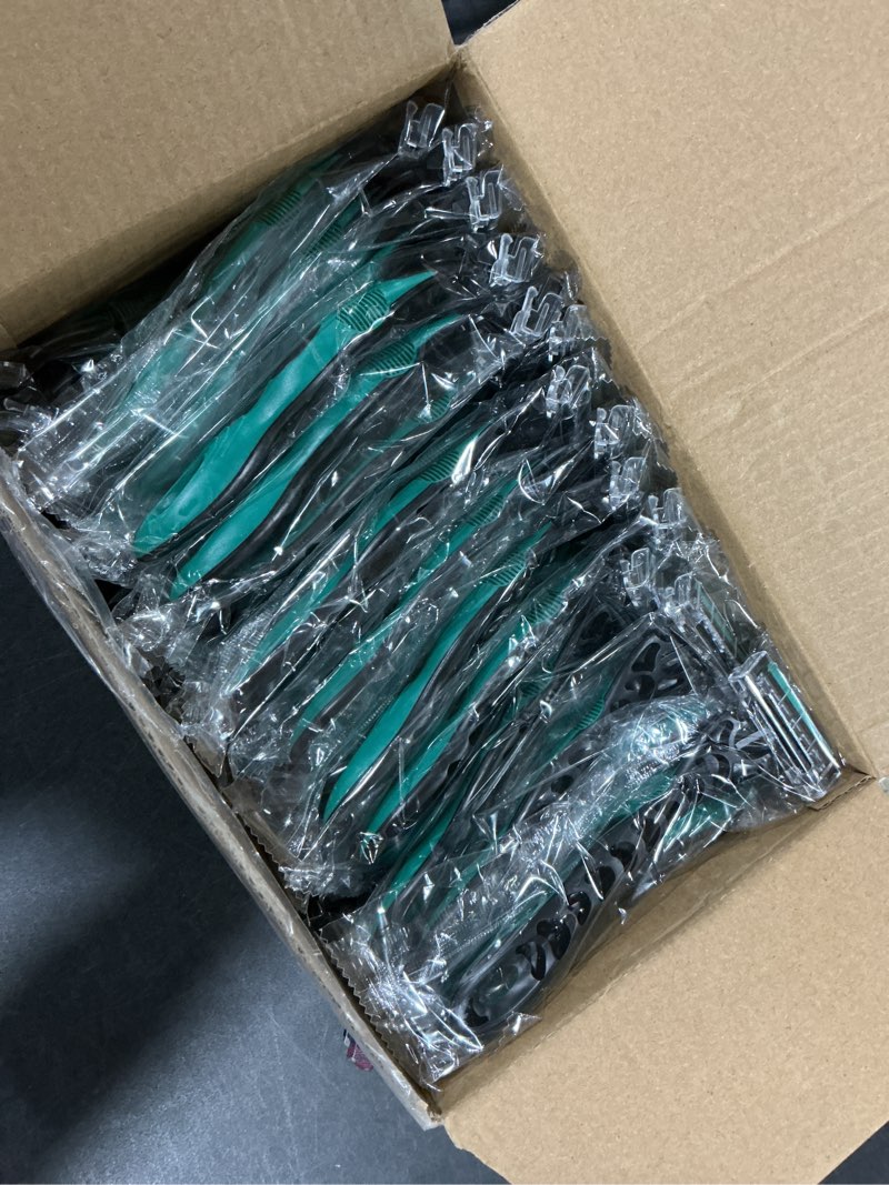 Condition photo showing New/Like New for 50 count Disposable Razors for Men,3-Blade Razors,Bulk Stainless Steel Shavers with Lubricating Strip for Shaving Sensitive Skin 50P