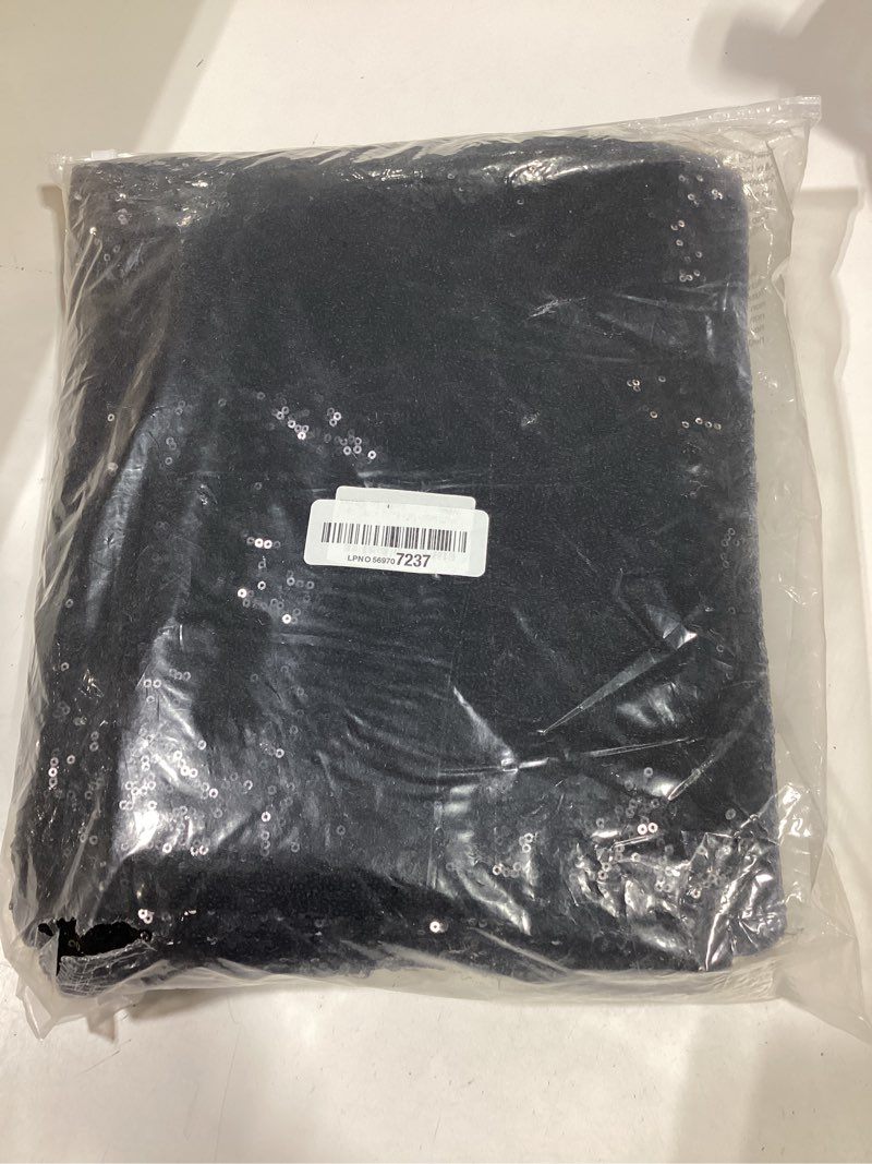 Condition photo showing Good Condition for jyflzq black sequin table runner 12" x 108" pack of 10 glitter sequin fabric table linens - sparkly runners for wedding & birthday party decor black 12" x 108" - 10pcs