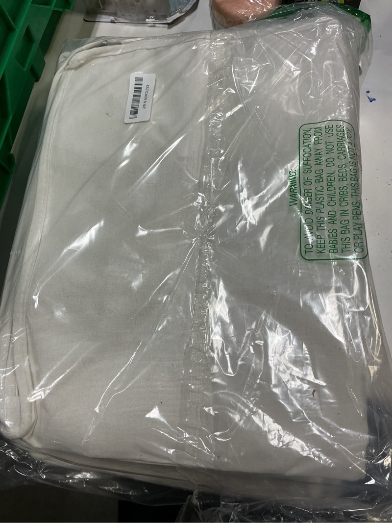 Condition photo showing New/Like New for TYEERS Large Storage Bags with Zipper and Clear Window, Cotton Blended Fabric Storage Containers for Seasonal Clothes and Bedding, 23.6x15.7x13.8 Inches, 8-Pack, Beige