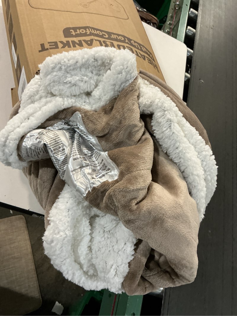 Condition photo showing As Is for Heated Blanket Electric Blanket Queen Size 84"x90" Fast Heating Electric Blanket with Dual Control 10 Heat Levels & 10 Hours Auto-Off Overheat Protection Cozy Soft Flannel Heated Throw Blanket Linen Queen