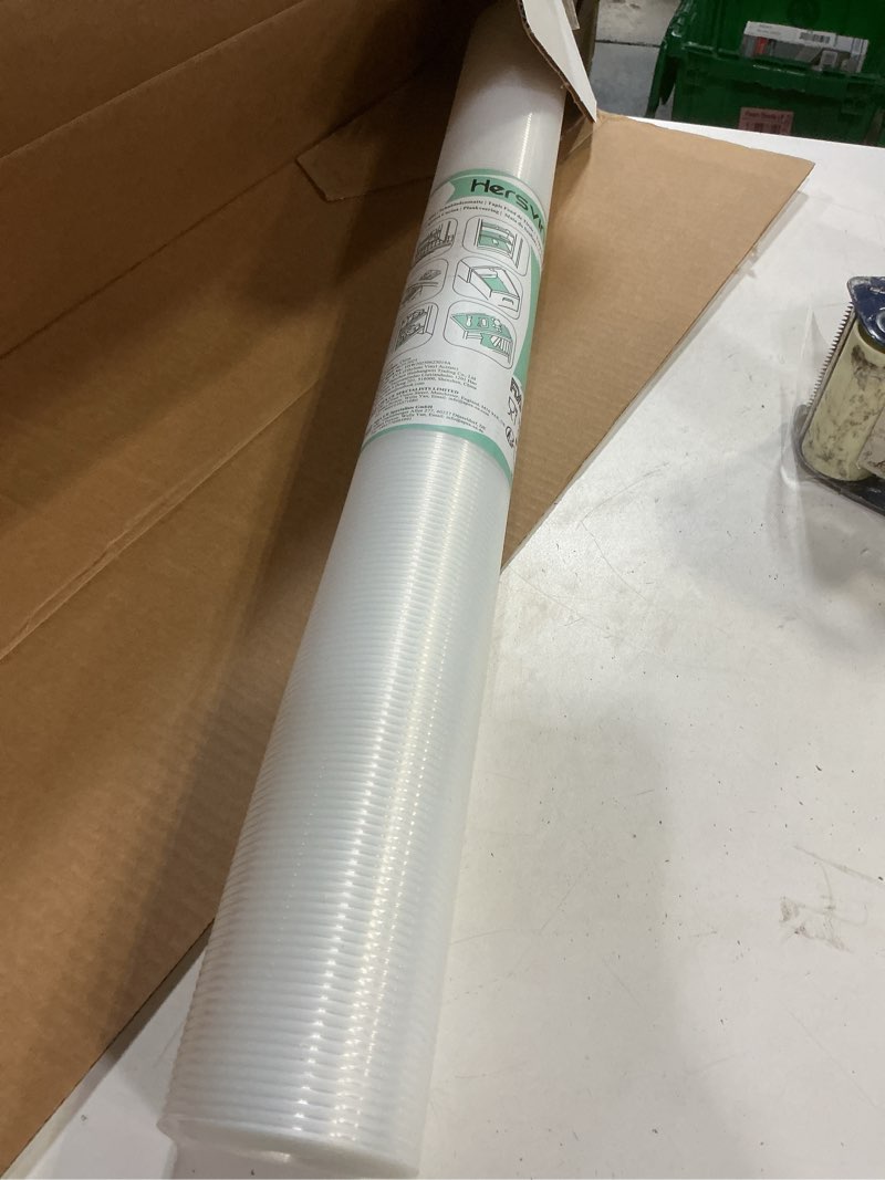 Condition photo showing New/Like New for hersvin shelf liners 28 in x 20 ft eva drawer mats, non-adhesive cupboard protector, kitchen cabinet lining fridge liner (clear stripe, 71.2x610cm) clear stripe 28"w x 240"l