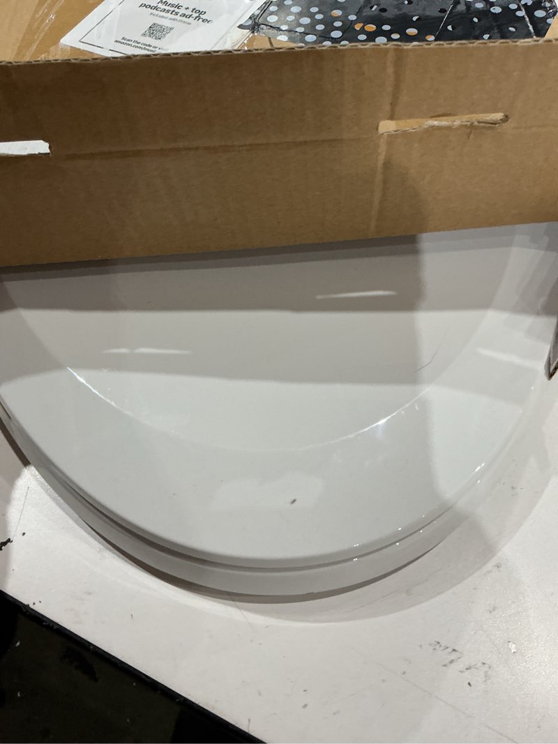 Condition photo showing As Is for american standard 5503a00b.020 transitional slow-close elongated front toilet seat, white