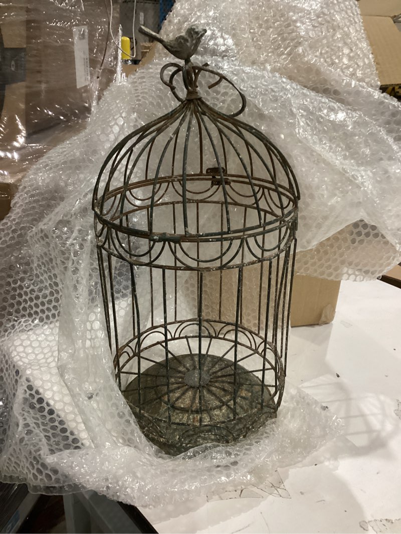Condition photo showing Good Condition for xynthorvex rustic farmhouse metal planter holder vintage birdcage distressed deractive plants stand 