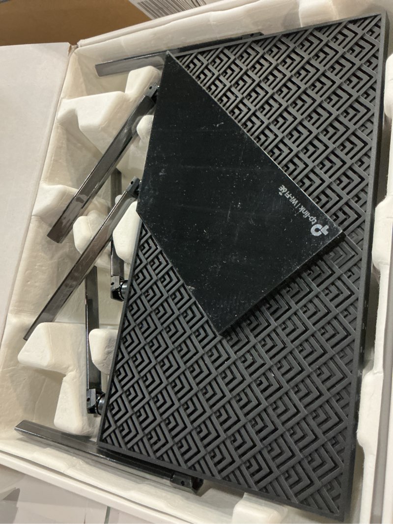 Condition photo showing As Is for tp-link axe5400 tri-band wifi 6e router (archer axe75), 2025 pcmag editors' choice, gigabit internet for gaming & streaming, new 6ghz band, 160mhz, onemesh, quad-core cpu, vpn & wpa3 security wifi 6e, tri-band axe5400