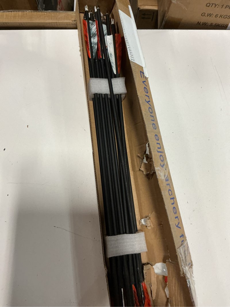 Condition photo showing New/Like New for sharrow 6/12 pcs archery carbon arrows 500 spine practice hunting arrows 28/30/31 inch with 4” turkey feather 100 grain removable field tips for compound and recurve bow 28 inch orange 12