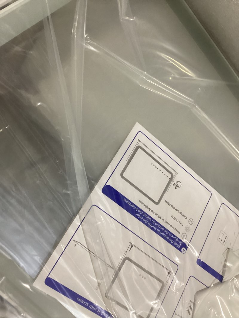 Condition photo showing Good Condition for ROLOVE Lighted Makeup Mirror, 17"x13" Vanity Mirror with Lights and 10X Magnification, 3 Color Lighting Modes, Smart Touch Control, 360° Rotation for Bedroom or Tabletop (White) White 17"L x 13"W