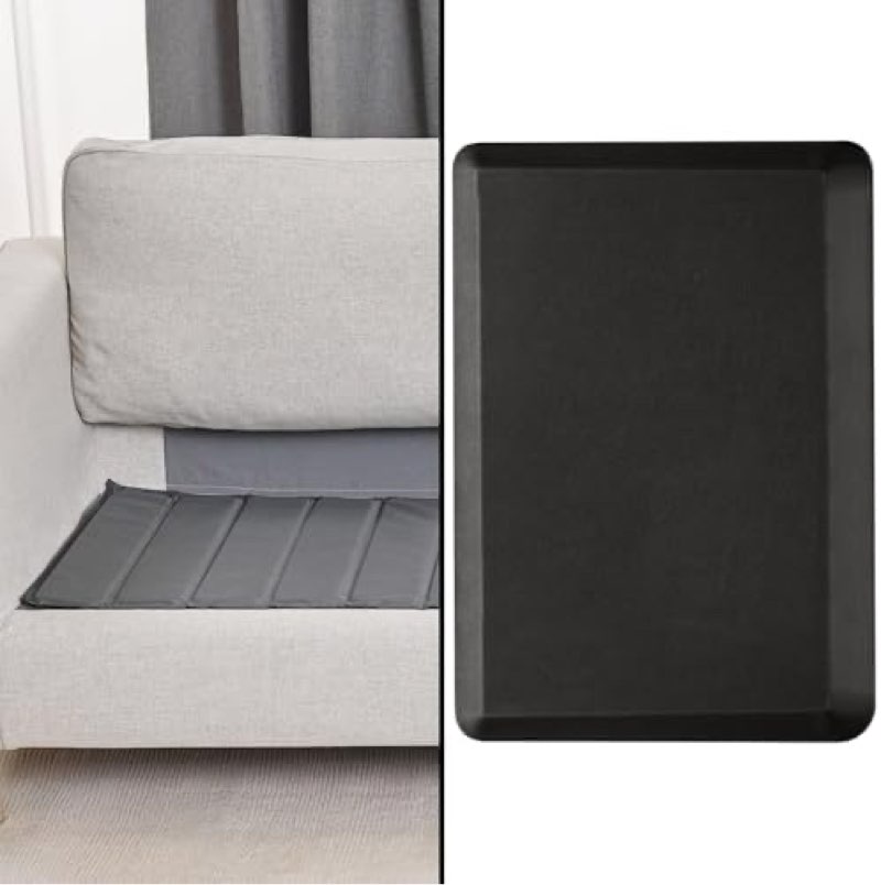 gorilla grip heavy duty couch cushion board to fix sagging sofas and cushioned anti fatigue mats for kitchen floor, board size 23x19 gray, couch, mat size 24x17 black, waterproof, 2 item bundle
